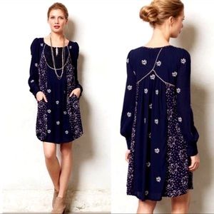 Anthropologie Floreat Dahlia Embroidered Dress Size 2